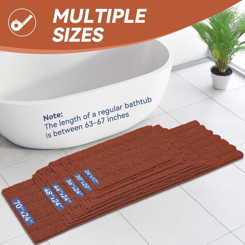 Bcoimo 24"×17" Chenille Bath Mat – Non-Slip with Backing Bath Rug Ultra-Absorbent and Machine Washable Bathroom Mat Quick-Dry Design. Ideal for Bathroom and Tub Areas - Image 2